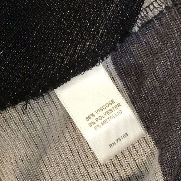 Cable & Gauge Top V Neck Sparkly Metallic Knit Stripe Tunic Black Gray Size L - Picture 7 of 11
